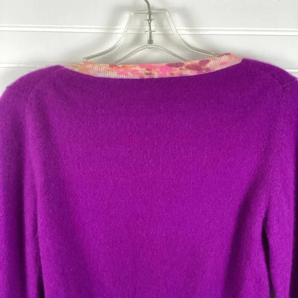 Free People Sweater Cardigan Medium Purple Wool Blend Rhinestone Embellished - Picture 6 of 10